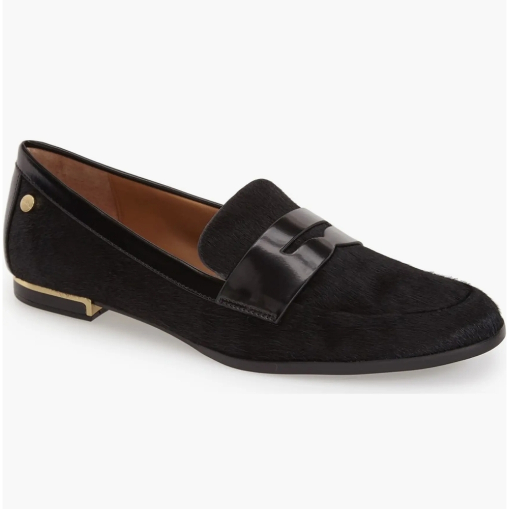 Calvin Klein Deep Navy Celia Calf Hair Penny Loafers Size 11 M